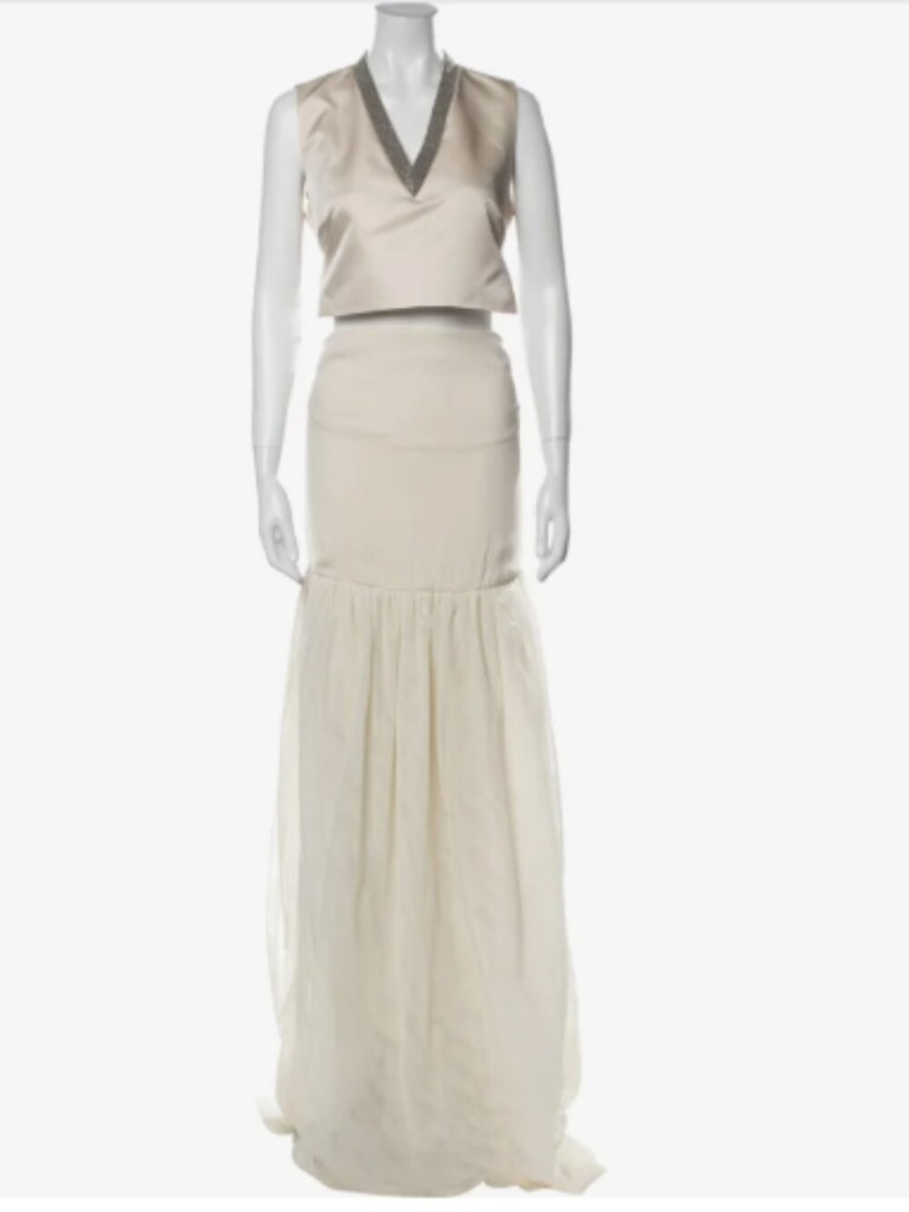 Brunello Cucinelli V-Neck Long Silk 2-piece dress Size M